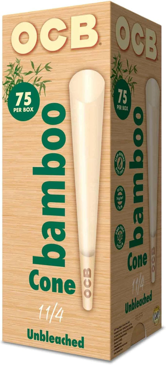 OCB BAMBOO UNBLEACHED CONES - 75 PER BOX